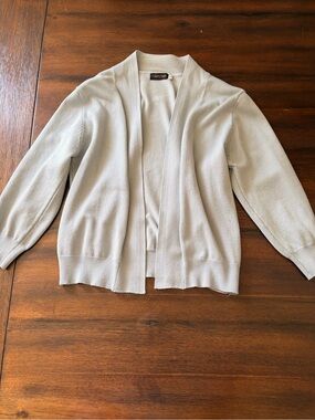 Gray Open-Front Draped Cardigan